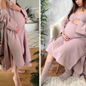 Hatch x Jenni Kayne Maternity Slip Dress Nightgown mauve gauze xl dress only